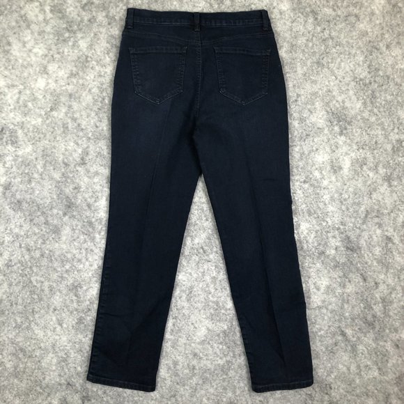 Gloria Vanderbilt Amanda Jeans Size 8S Womens Dark Wash Blue Distressed Hi Rise - Picture 10 of 11